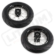 KKE Rawrr Mantis X 2024-2025 1.85*12’‘ & 2.15*12’‘ E-Bike Mini Wheels Kit with Tires Fit Black - Motorcycle Rims &