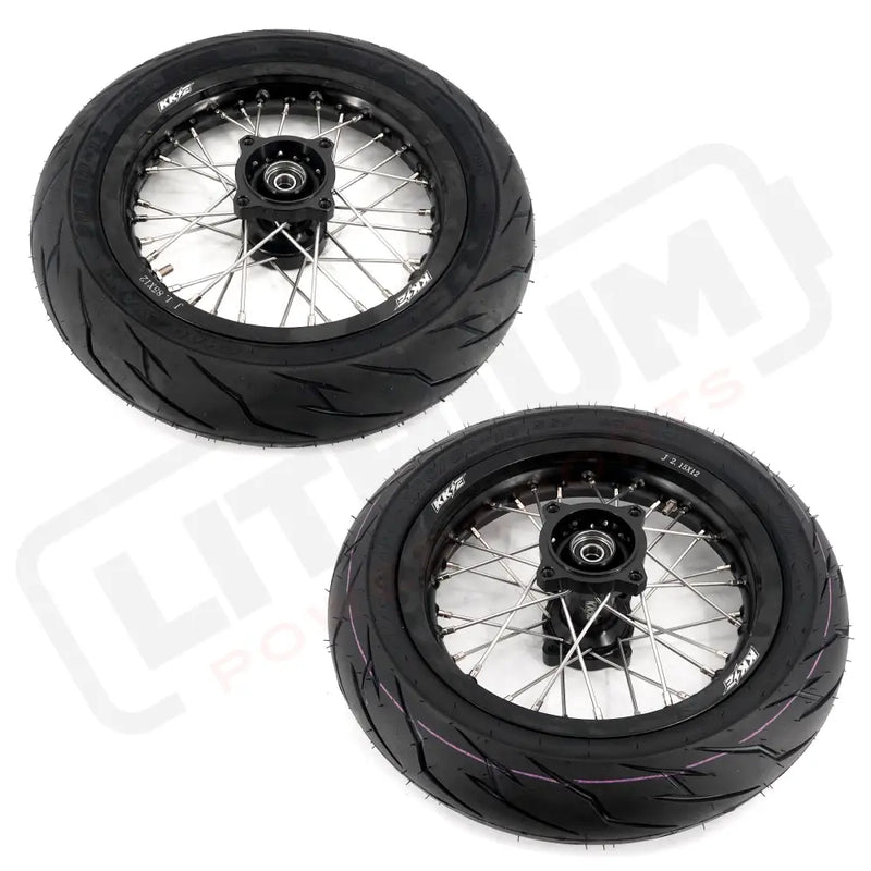 KKE Rawrr Mantis X 2024-2025 1.85*12’‘ & 2.15*12’‘ E-Bike Mini Wheels Kit with Tires Fit Black - Motorcycle Rims &