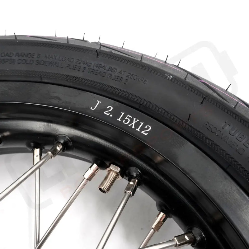 KKE Rawrr Mantis X 2024-2025 1.85*12’‘ & 2.15*12’‘ E-Bike Mini Wheels Kit with Tires Fit Black - Motorcycle Rims &