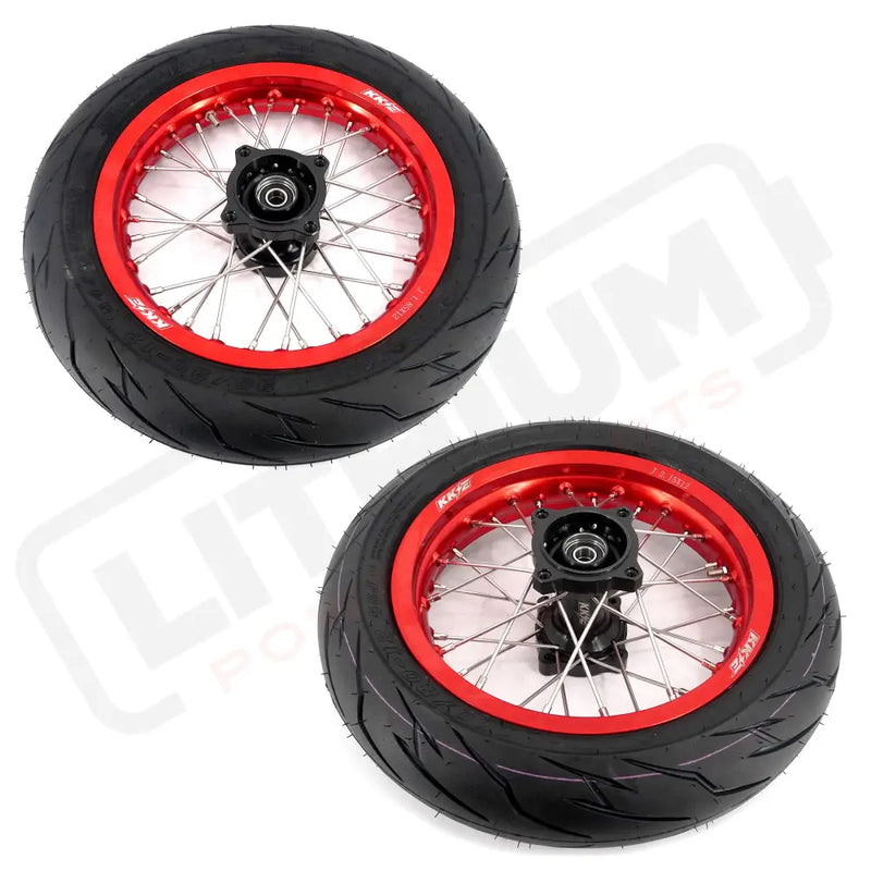 KKE Rawrr Mantis X 2024-2025 1.85*12’‘ & 2.15*12’‘ E-Bike Mini Wheels Kit with Tires Red Rims Motorcycle Rims & Wheels