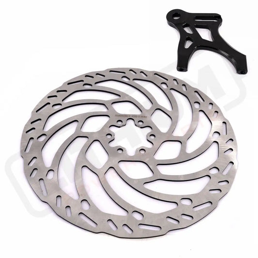 KKE Rear 220MM Disc with Adapter For SurRon Light Bee X Segway X160/X260 E-Ride Pro SS - Silver Rotor with Black