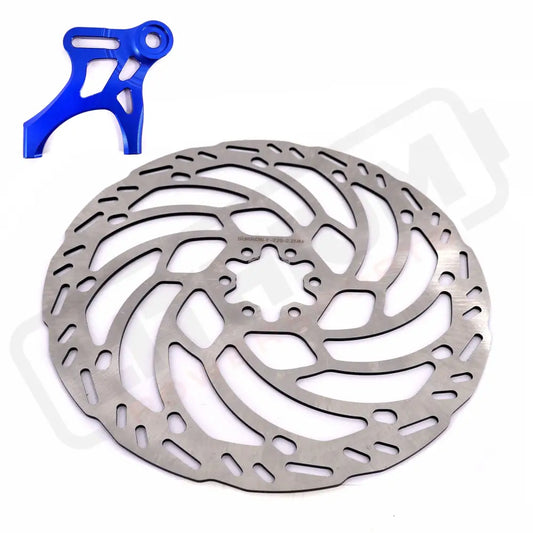 KKE Rear 220MM Disc with Adapter For SurRon Light Bee X Segway X160/X260 E-Ride Pro SS - Silver Rotor with Blue Adapter