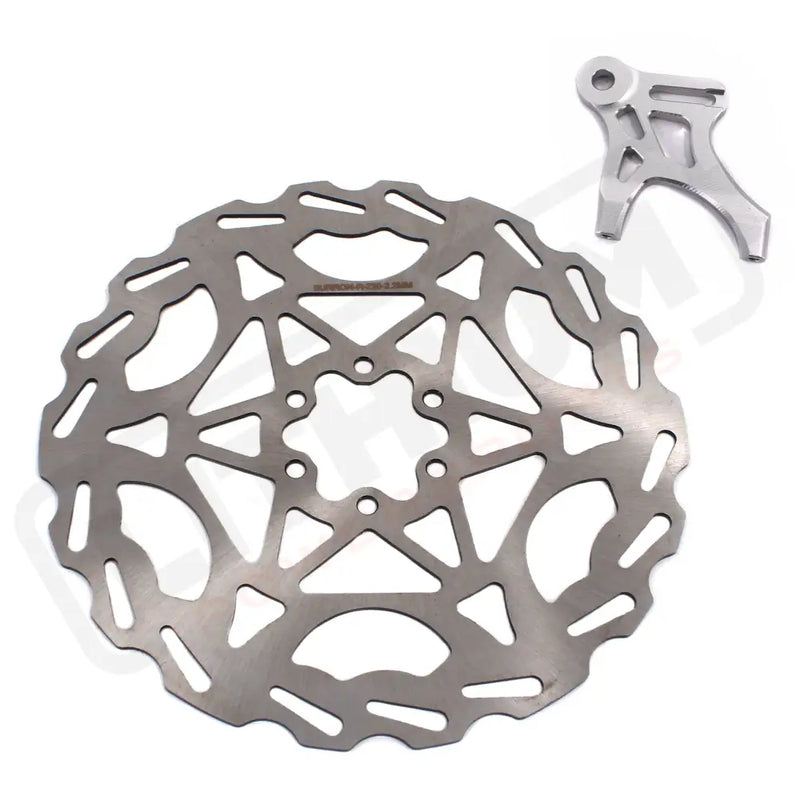 KKE Rear 220MM Disc with Adapter For SurRon Light Bee X Segway X160/X260 E-Ride Pro SS - Silver Rotor with Silver