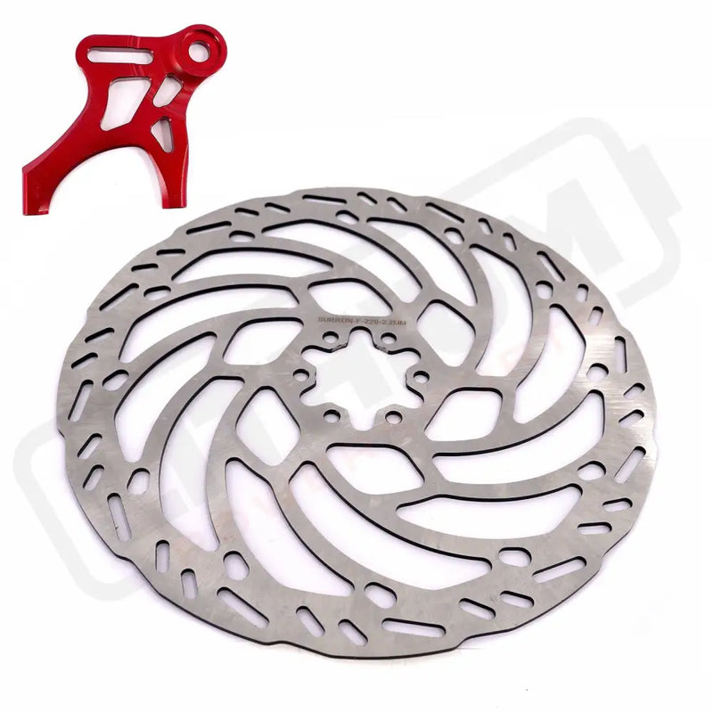 KKE Rear 220MM Disc with Adapter For SurRon Light Bee X Segway X160/X260 E-Ride Pro SS - Silver Rotor with Orange
