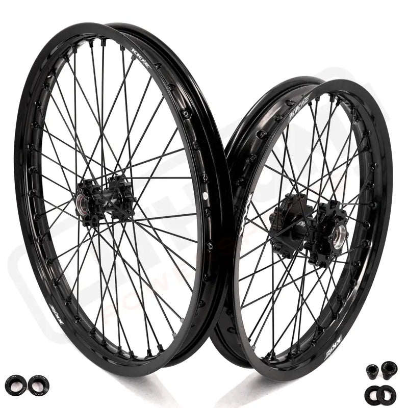 KKE Surron Light Bee X E-Ride Pro SS 1.6*21’’ & 1.85*18’’ E-bike Wheels - Black Hub, Black Rim, Black Nipple, Black