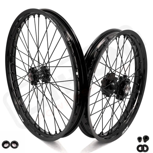KKE Surron Light Bee X E-Ride Pro SS 1.6*21’’ & 1.85*18’’ E-bike Wheels - Black Hub, Black Rim, Black Nipple, Black