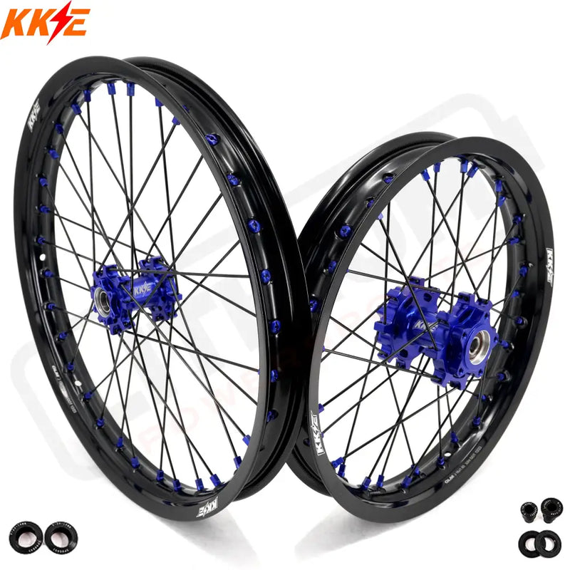 KKE Talaria Sting MX3 / R MX4 19’’ 16’’ E-Bike Spoked Wheels - Blue Hub, Black Rim, Blue Nipple, Black Spoke - E-Motor
