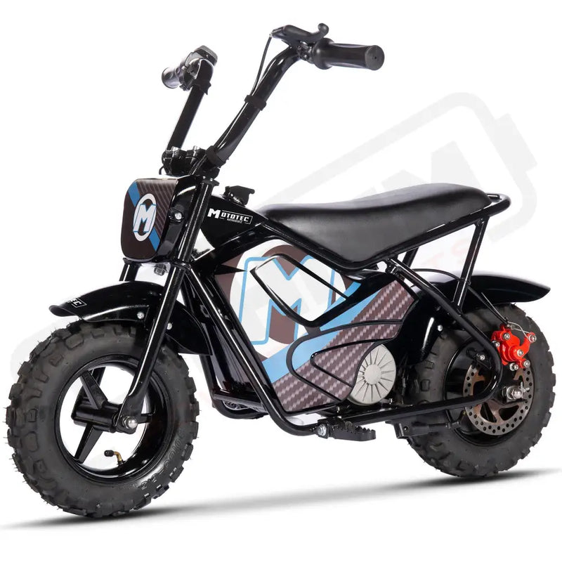 MotoTec 24v 250w Electric Powered Mini Bike Black - Lithium Powersports