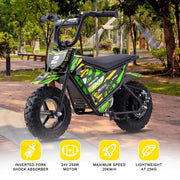 MotoTec 24v 250w (HP120E) Electric Powered Mini Bike eRides