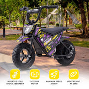 MotoTec 24v 250w (HP120E) Electric Powered Mini Bike eRides