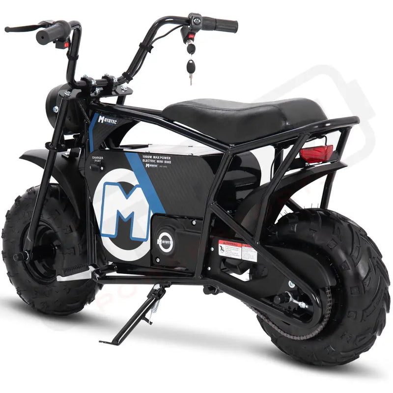 MotoTec 48v 1000w Electric Powered Mini Bike Black - Lithium Powersports