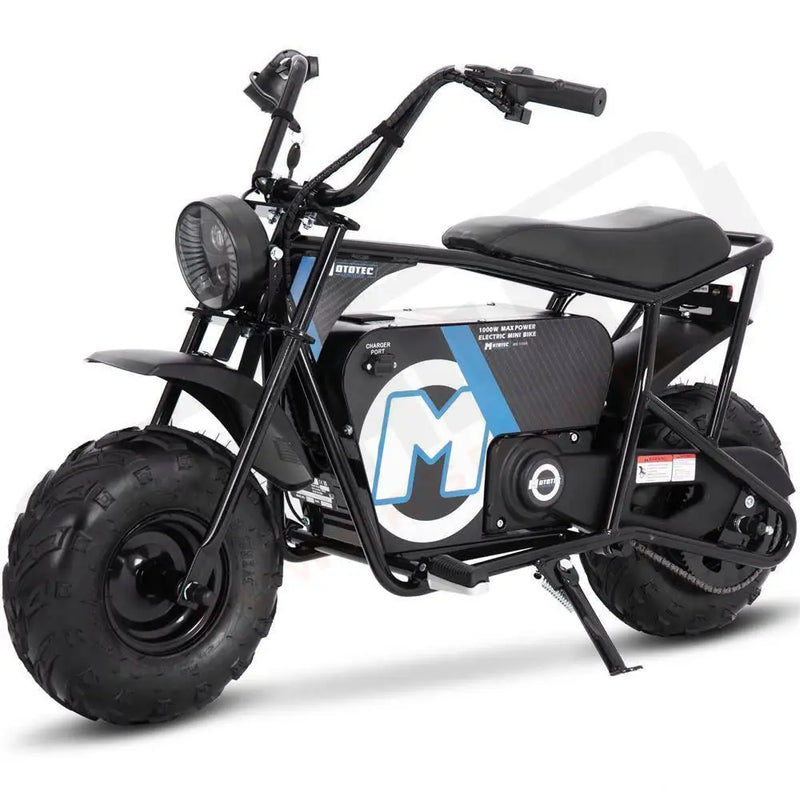 MotoTec 48v 1000w Electric Powered Mini Bike Black - Lithium Powersports