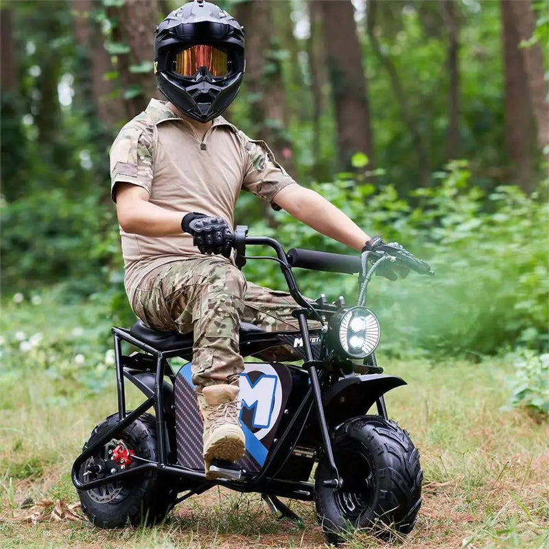 MotoTec 48v 1000w Electric Powered Mini Bike Black - Lithium Powersports