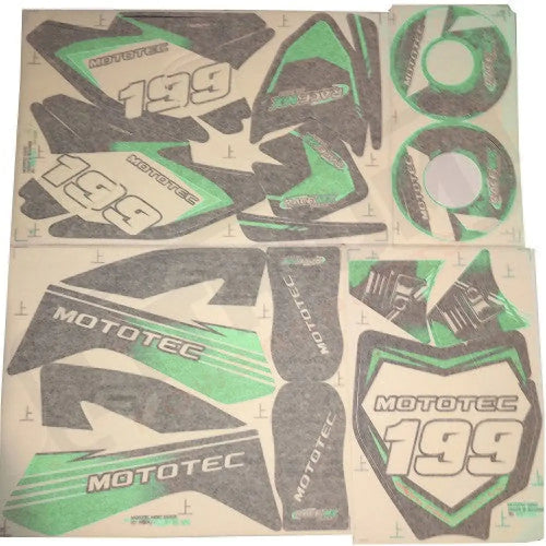 MotoTec 48v Pro Dirt Bike Sticker Kit - Green