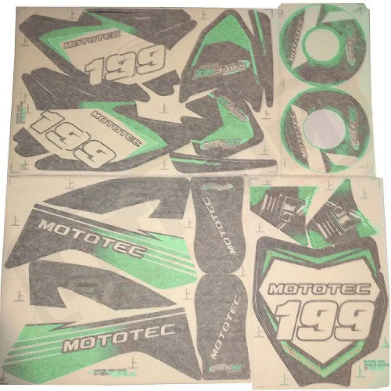 MotoTec 48v Pro Dirt Bike Sticker Kit - Green