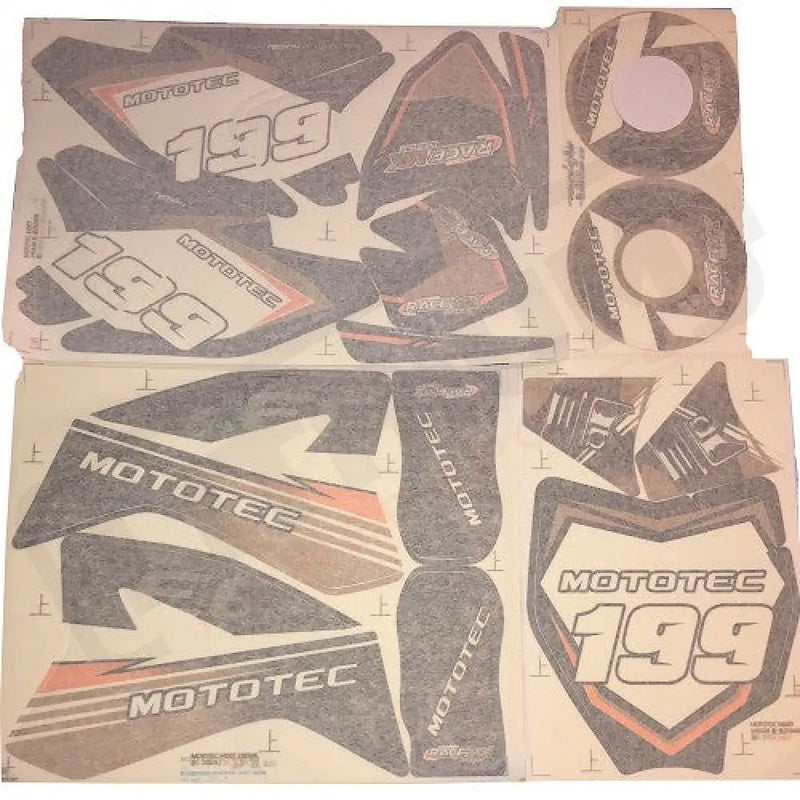 MotoTec 48v Pro Dirt Bike Sticker Kit - Orange