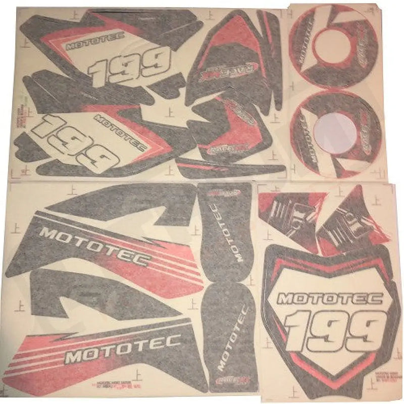MotoTec 48v Pro Dirt Bike Sticker Kit - Red