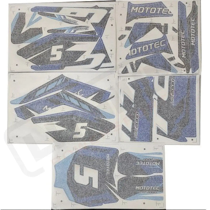 MotoTec 60v 2000w Pro Dirt Bike Sticker Kit - Blue