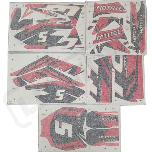 MotoTec 60v 2000w Pro Dirt Bike Sticker Kit - Red