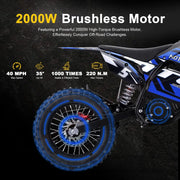 MotoTec 60v 2000w Pro Electric Dirtbike Lithium eRides