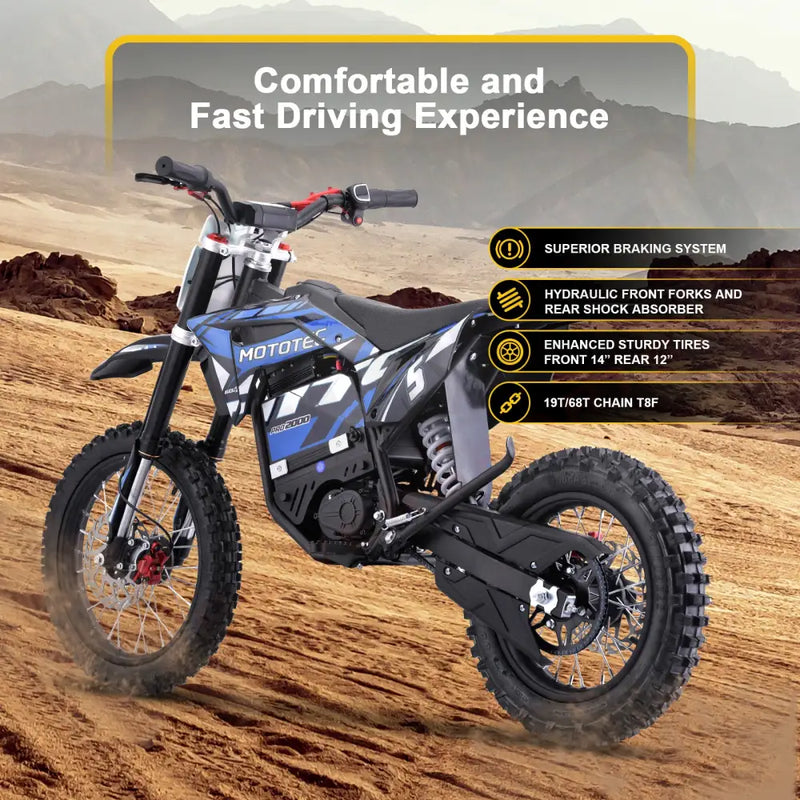 MotoTec 60v 2000w Pro Electric Dirtbike Lithium eRides