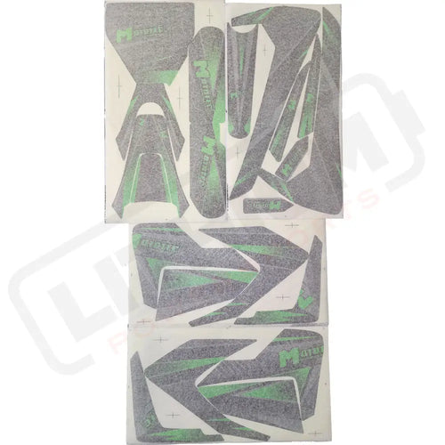 MotoTec 72v 5000w Pro Dirt Bike Sticker Kit Green