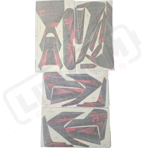 MotoTec 72v 5000w Pro Dirt Bike Sticker Kit Red