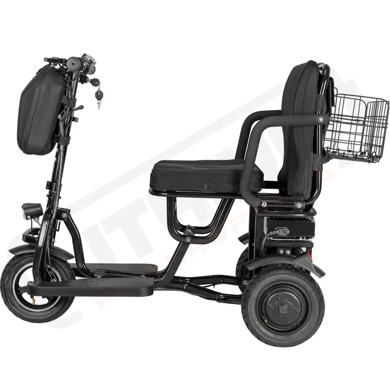 MotoTec Folding Mobility Electric Trike 48v 700w Dual Motor Lithium Black - Electric Trikes-Mobility