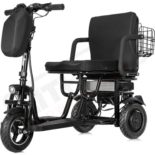 MotoTec Folding Mobility Electric Trike 48v 700w Dual Motor Lithium Black - Electric Trikes-Mobility