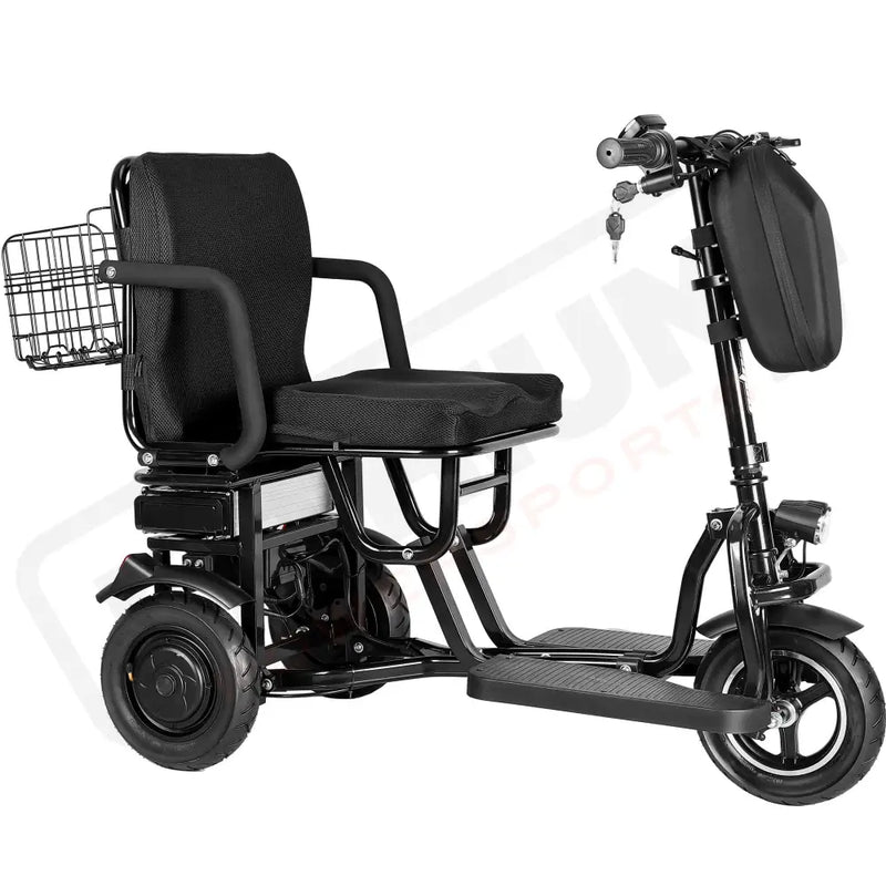 MotoTec Folding Mobility Electric Trike 48v 700w Dual Motor Lithium Black - Electric Trikes-Mobility