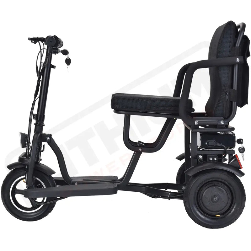 MotoTec Folding Mobility Electric Trike 48v 700w Dual Motor Lithium Black - Electric Trikes-Mobility