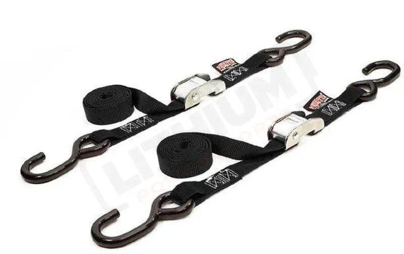 Powertye Tie-Down Cam S-Hook Soft-Tye 1’’X5.5’ Black/Silver Pair