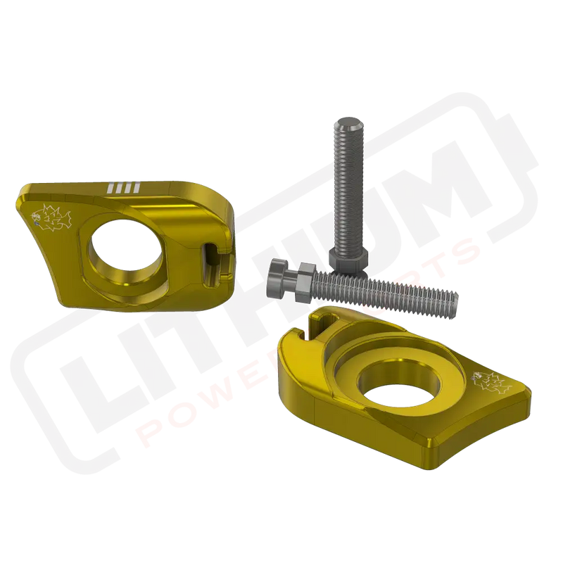 Prickly Surron Ultra Bee Axle Blocks - Gold - aftermarket parts