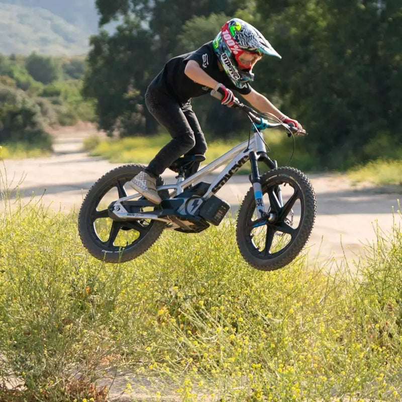 bike with helmet 20 Stacyc 20" eDrive Team Edition Kids Electric Bike — Lithium Powersports