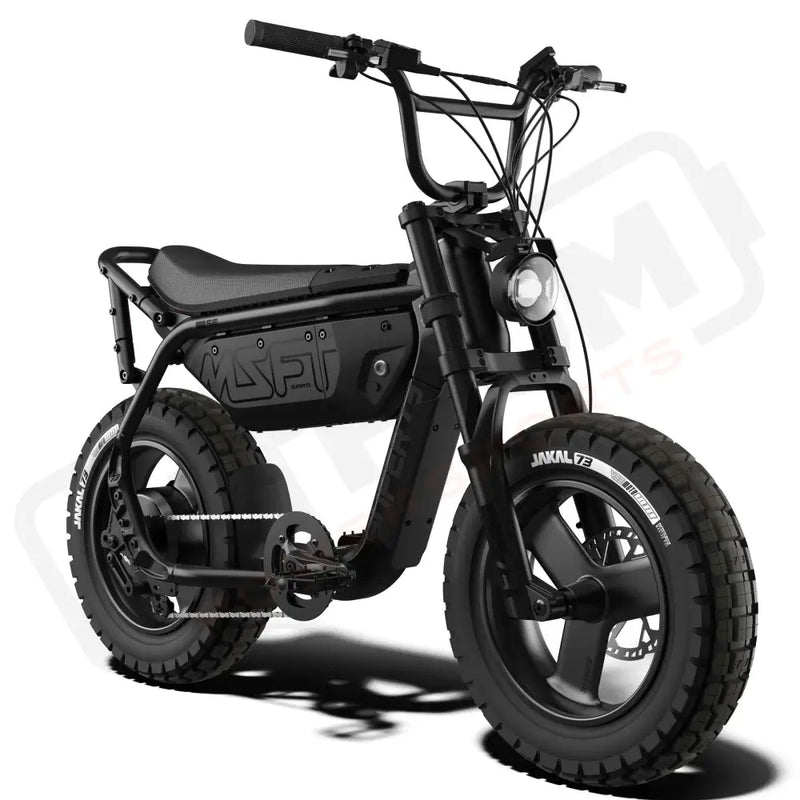Front view of the SUPER73-MZFT SE ebike in Blackout. @color_blackout