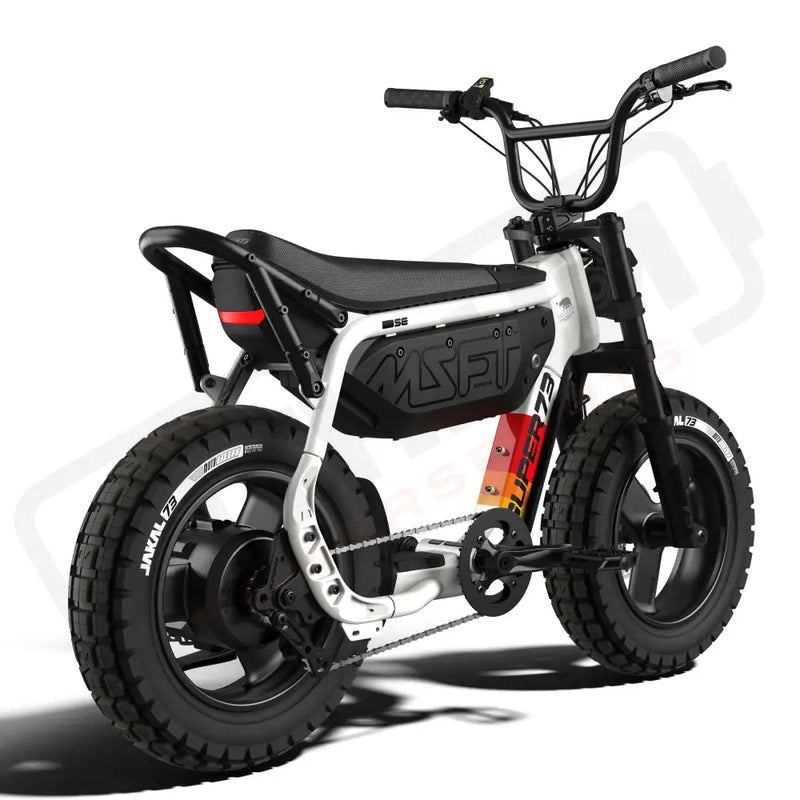 Rear view of the SUPER73-MZFT SE ebike in Baja. @color_baja
