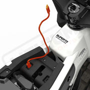 Close up of the USB-C charging port on the SUPER73-MZFT SE ebike in Baja. @color_baja