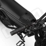 Close up of the handlebars and braking system on the SUPER73-MZFT SE ebike in  Blackout. @color_blackout