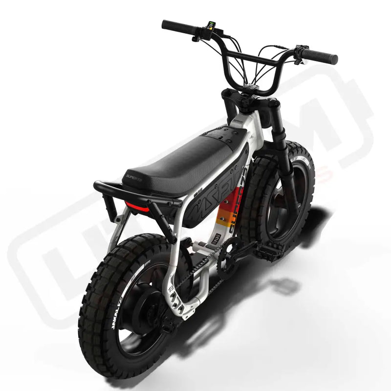 Rear overhead view of the SUPER73-MZFT SE ebike in Baja. @color_baja