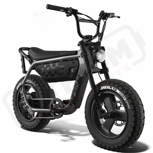 Front view of the SUPER73-MZFT ebike in Titanium Ore. @color_titanium ore