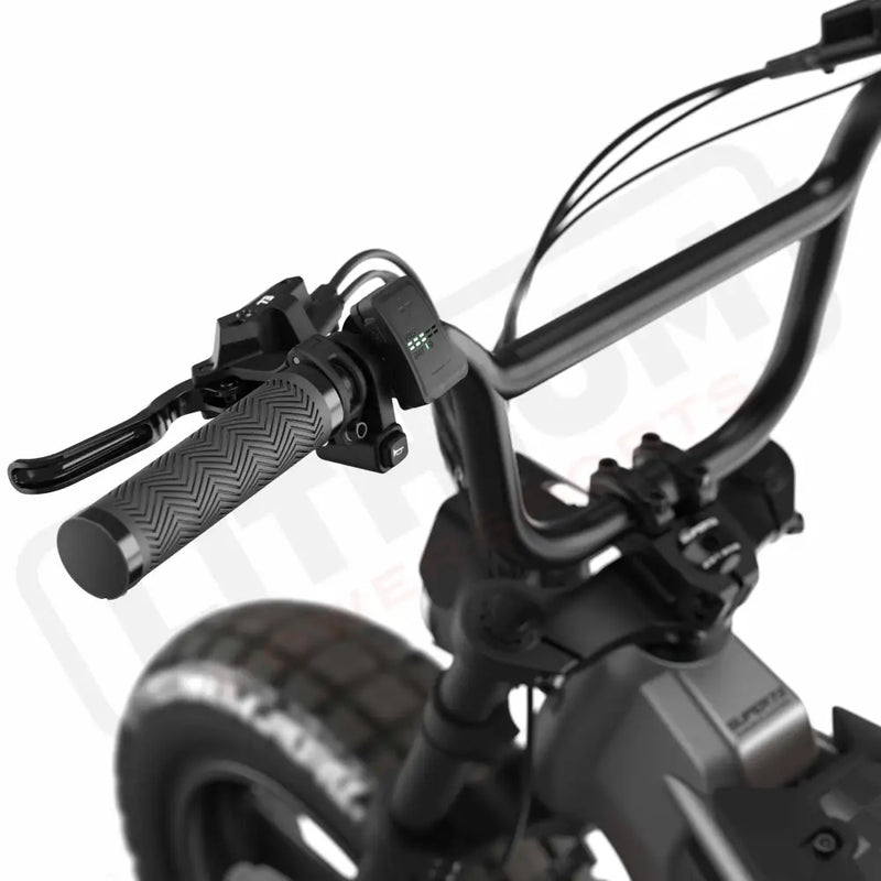 Close up of the display on the SUPER73-MZFT ebike in Titanium Ore. @color_titanium ore