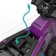 Close up of the USB-C charging port on the SUPER73-MZFT ebike in Cullenberry. @color_cullenberry