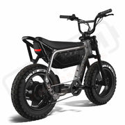 Rear view of the SUPER73-MZFT ebike in Titanium Ore. @color_titanium ore