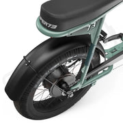 Detail of the rear fender on the SUPER73-S2 Laguna ebike in Agave Green. @color_agave green