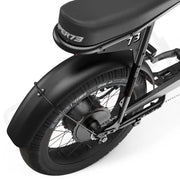 Detail image of the rear fender on the SUPER73-S2 Laguna ebike in Blackout. @color_blackout