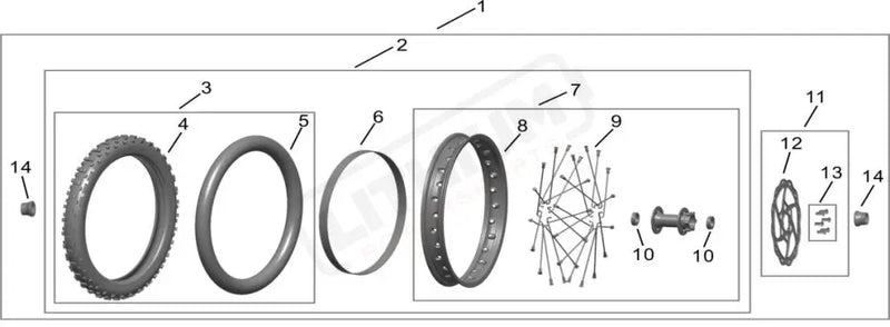 60/100-14-inch Front Off-road Wheel Assembly parts diagram