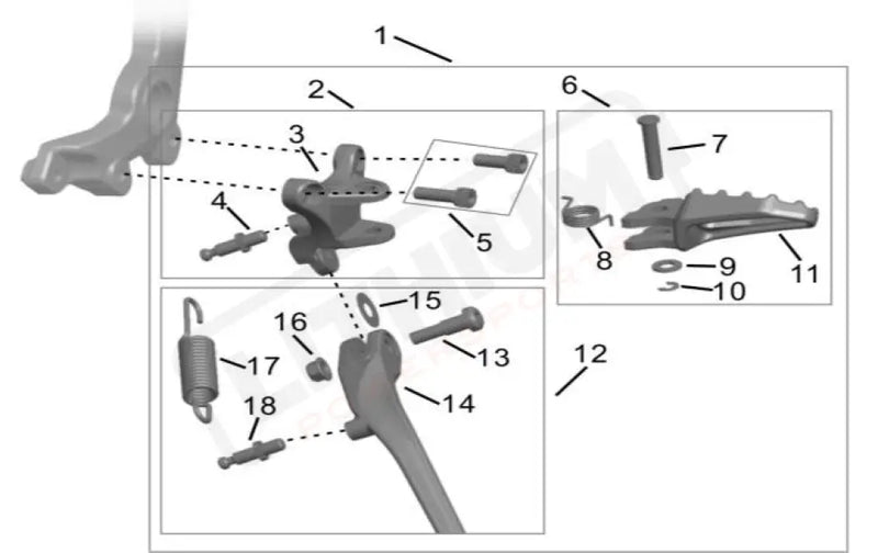 Left Foot Peg Assembly+Side Stand parts diagram