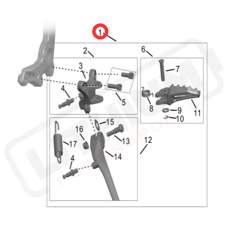 Hyper Bee Kickstand Assembly (Long) with Left Footpeg & Bracket