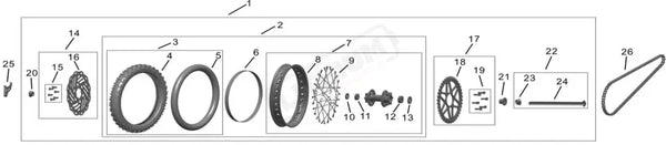 70/100-12-inch Rear Off-road Wheel Assembly parts diagram