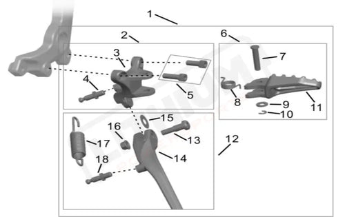 Left Foot Peg Assembly+Side Stand parts diagram